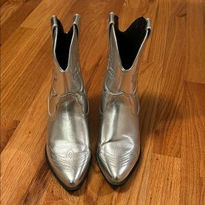 Silver Western Ankle Boots